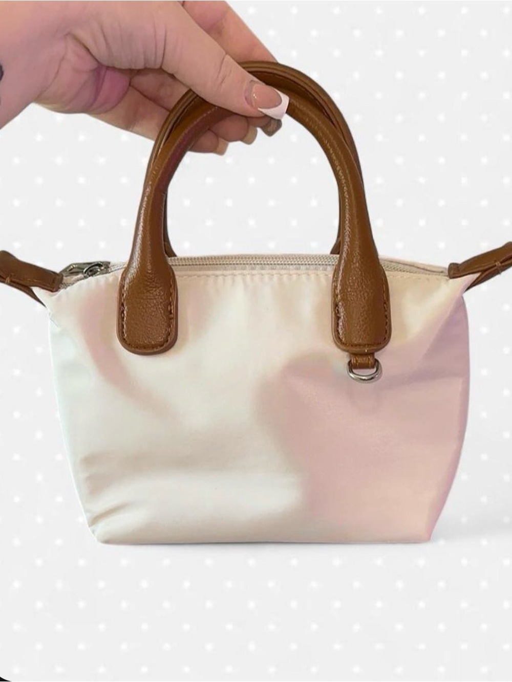 No Boundaries Cream Mini Bag with Brown Handles